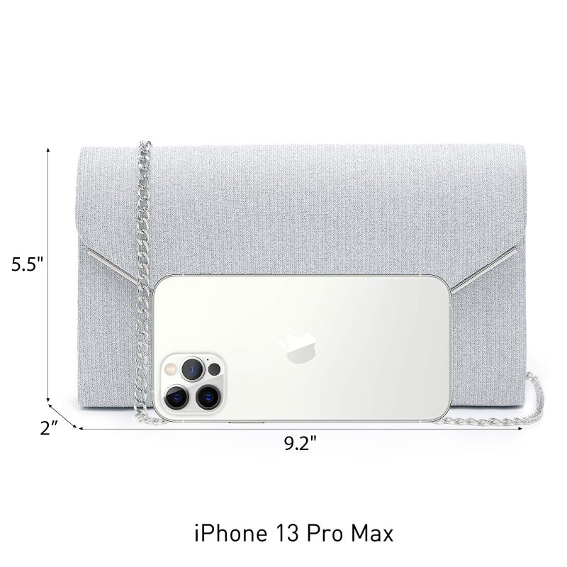 Dasein Women Glistening Clutches Handbags Evening Bags Wedding Purses Cocktail Prom Party Clutches (Silver) - Image 4